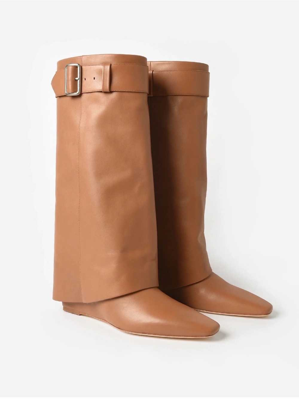 Jon Simkahi Freja Buckle Strap Leather Boots in Tan